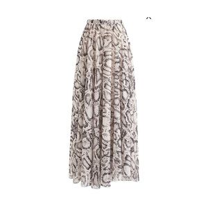 NWT Chic Wish - Snake Printed Asymmetric Chiffon Maxi Skirt - XL-XXL